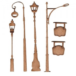 Mini Street Lights and Lamps Wood Shapes 3 for art and crafts
